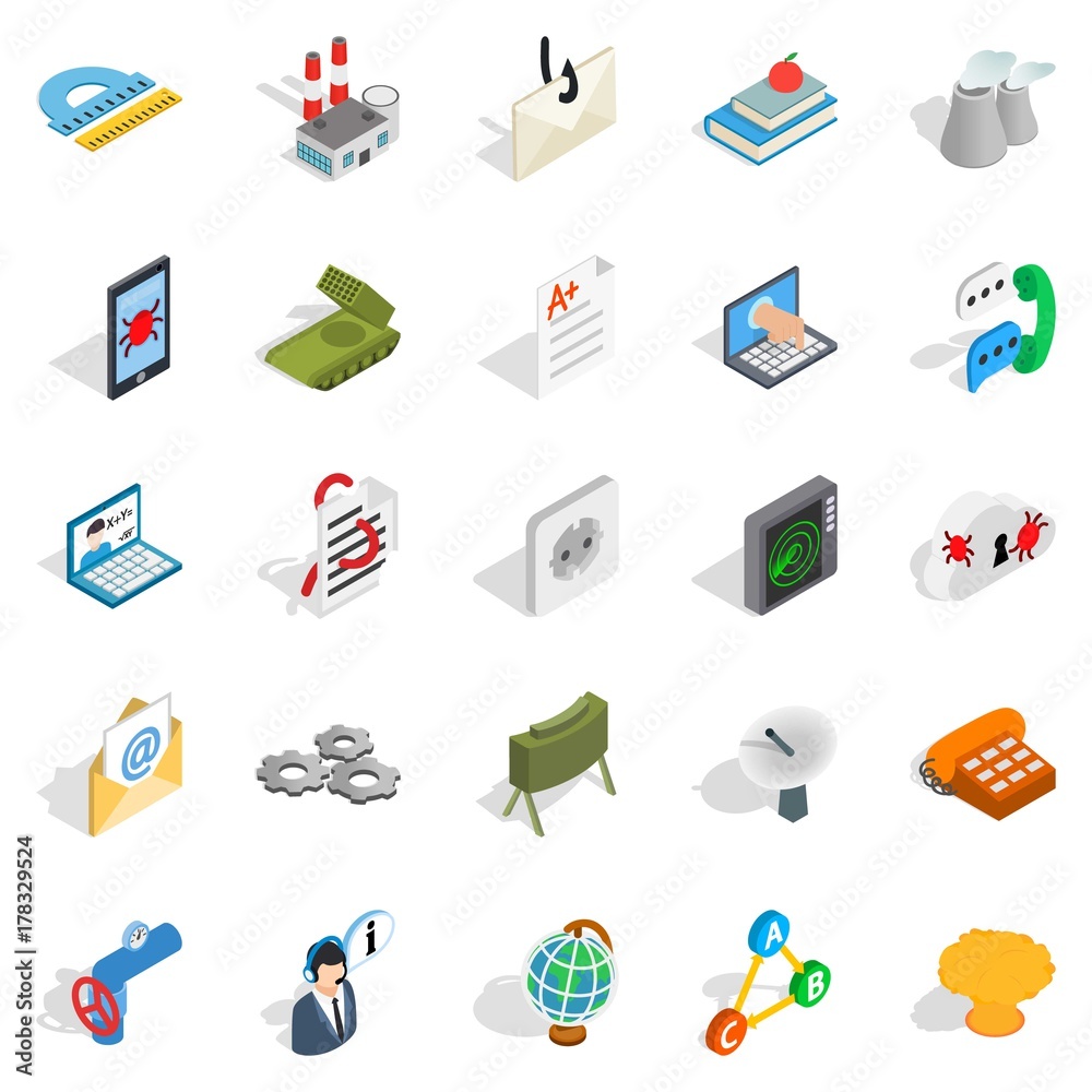 City service icons set, isometric style City service icons set, isometric style
