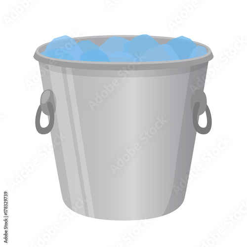 Ice bucket for alcohol, cooler. Cartoon flat style. Vector illustration