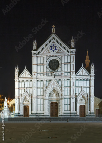 Basilica of Santa Croce in evening, Florence, Italy