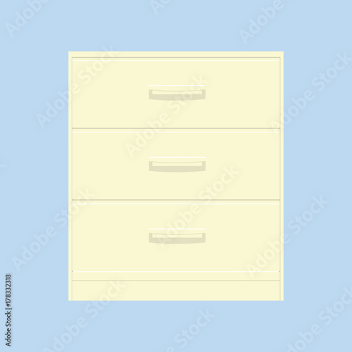 Wooden yellow night stand isolated on blue background