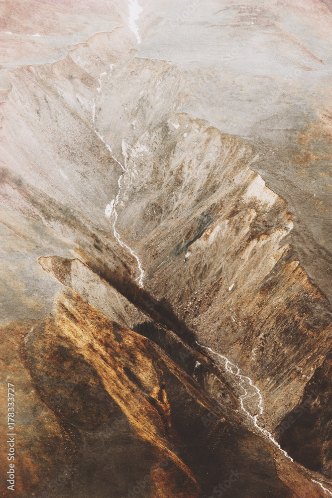 Mountains aerial view Landscape travel scenery exploring wild nature - obrazy, fototapety, plakaty 