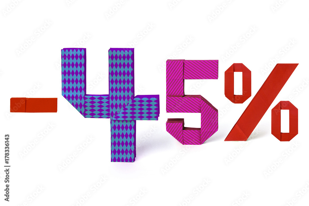 Origami text of discount sale 45 percent Origami text of discount sale 45 percent