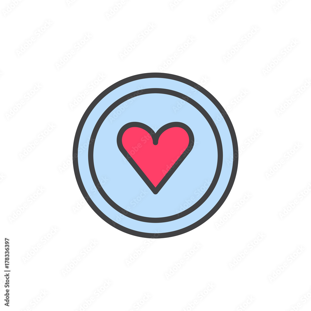 Heart in a circle plate filled outline icon Heart in a circle plate filled outline icon