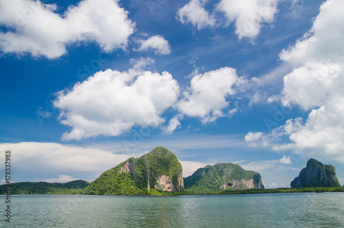 thailand landscape photo of island on trang province with blue sky and sea photo