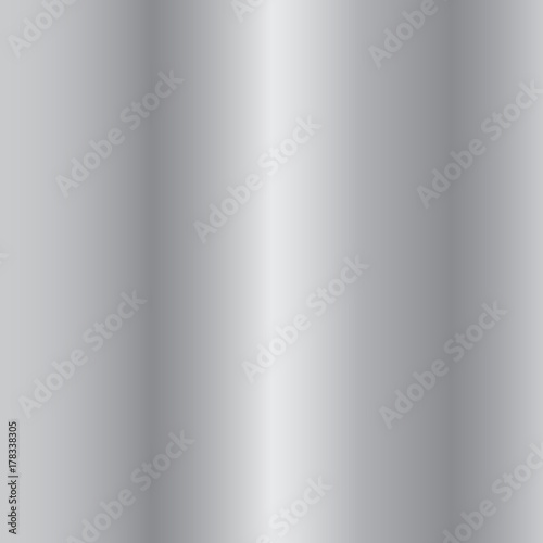 Silver gradient background. Silver design texture for ribbon, frame, banner. Abstract silver gradient template. Metal shine steel plate. Metallic light chrome pattern Vector illustration