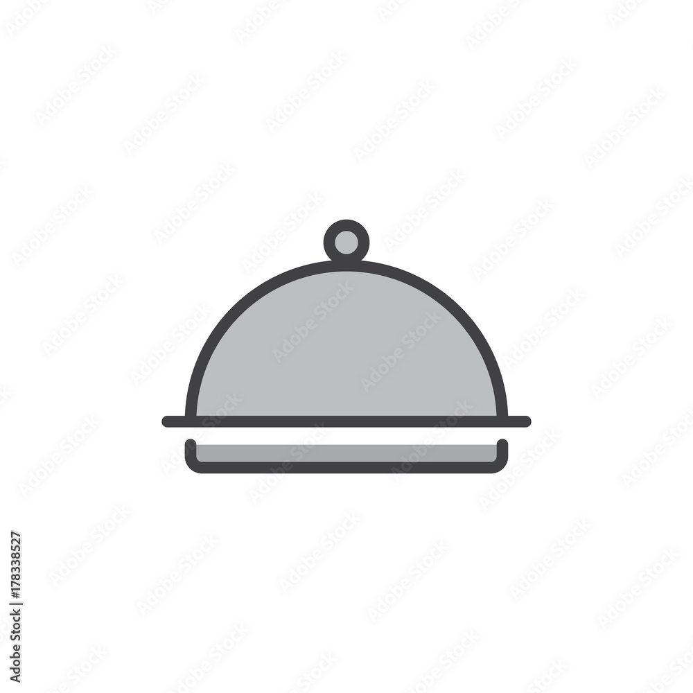 Hotel restaurant food tray filled outline icon Hotel restaurant food tray filled outline icon