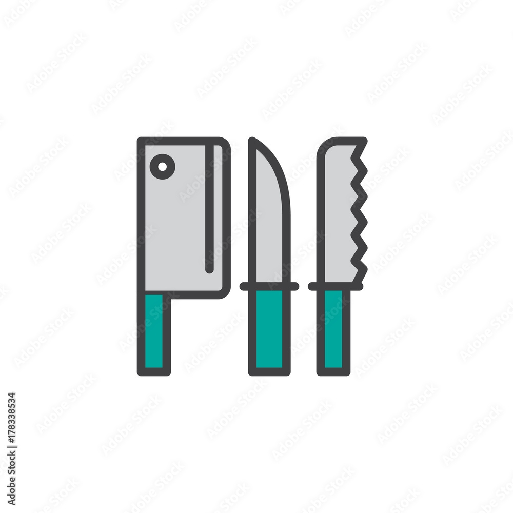 Kitchen knives filled outline icon Kitchen knives filled outline icon
