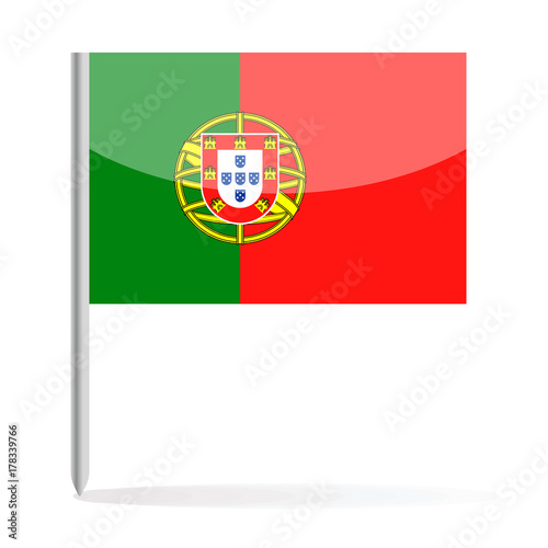 Portugal Flag Pin Vector Icon