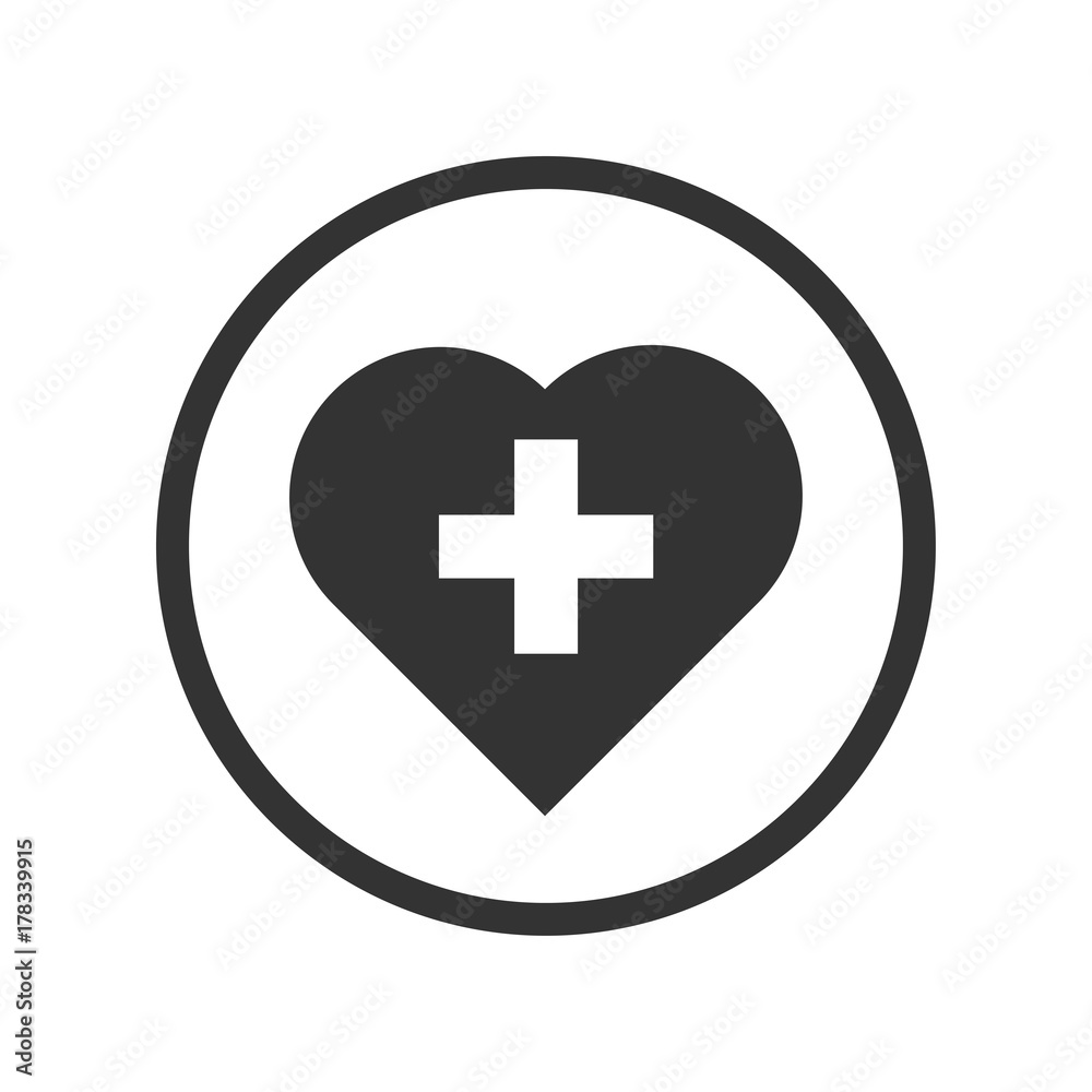 Obraz premium Linear Heart with cross icon - vector iconic design