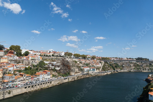 Top view of Douro river and old Porto downtown, Portugal.   © pashan