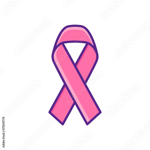 Pink ribbon. Breast cancer awareness symbol.