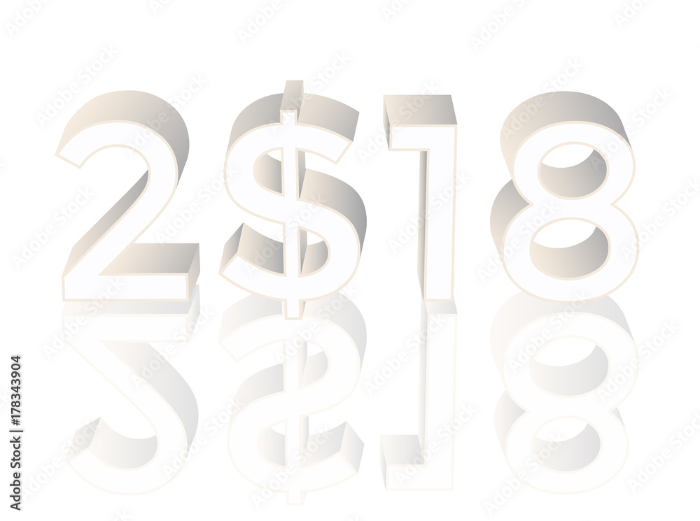 Happy New 2018 dollar year, vector illustration Happy New 2018 dollar year, vector illustration