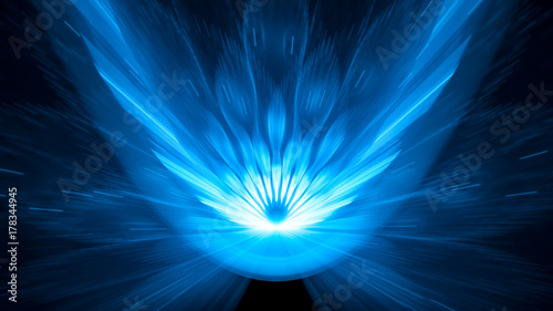 Blue glowing asteroid impact 8k background abstract background