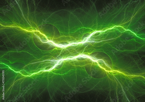 Green power, abstract lightning