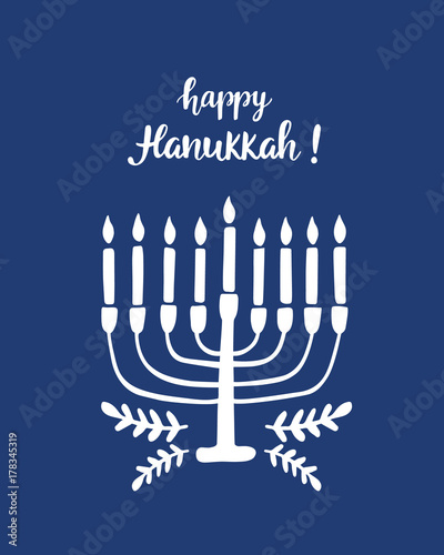 Happy Hanukkah, hand written brush lettering