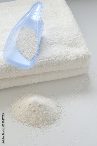 Washing powder for white fabrics photo