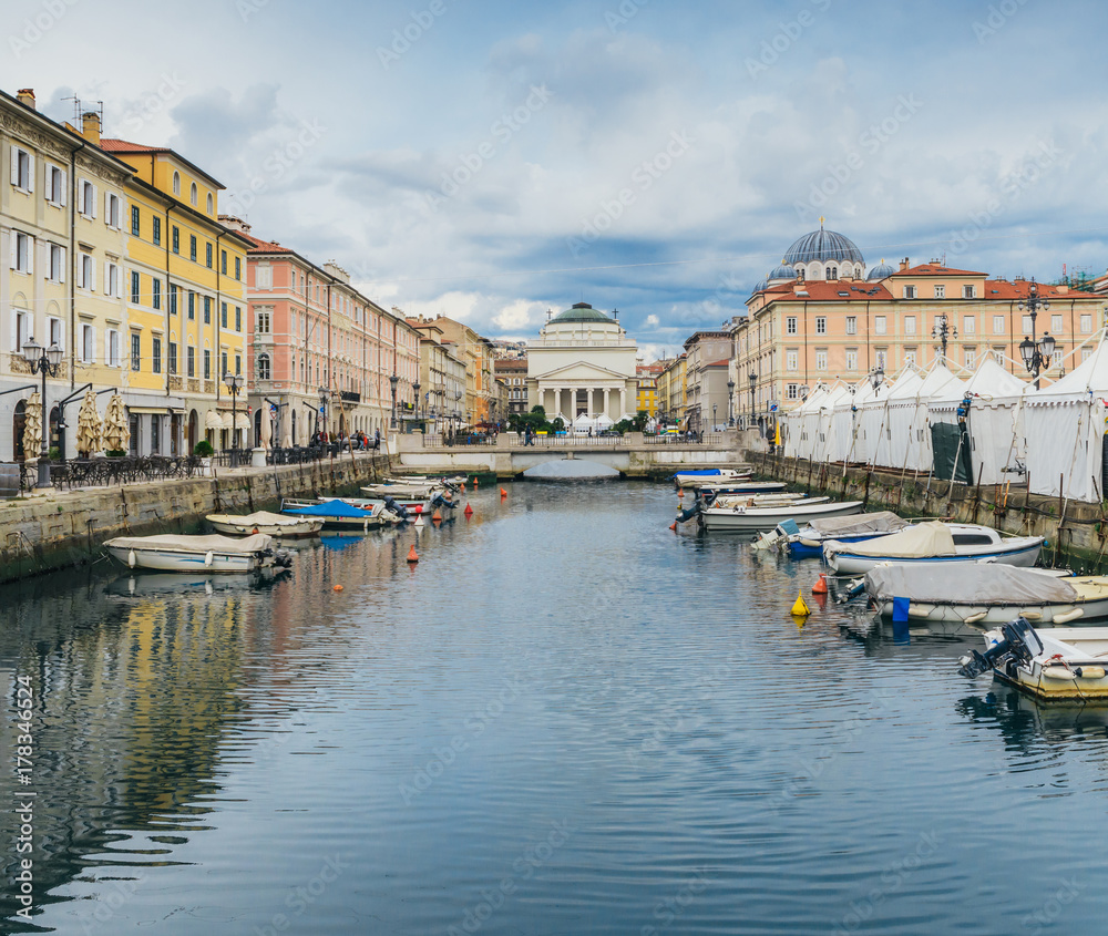 Trieste, Italy: The Canal is the prized jewel in the centre of Trieste and is lined with beautiful buildings and outdoor cafes which lead up to the amazing sight of Saint Antonio Church