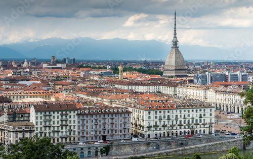 Panoramic view of Turin, Piedmonte, Italy from Santa Maria del Monte - Monte dei Cappuccini