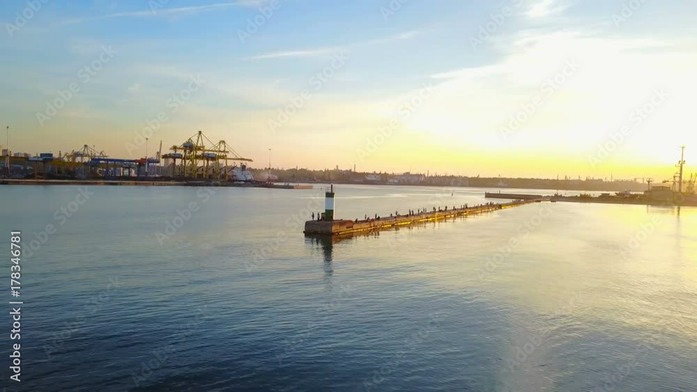 aerial view of beautiful lighthouse in a sea aerial view of beautiful lighthouse in a sea