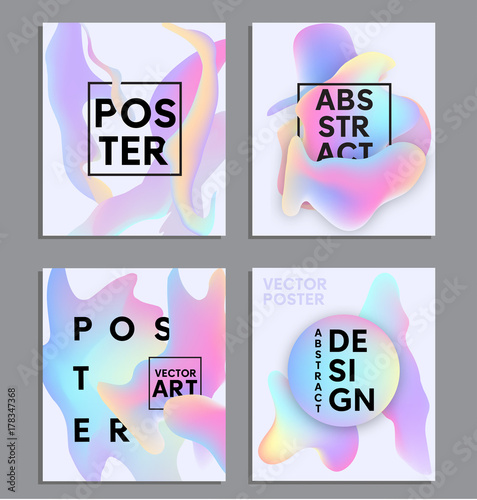 Liquid color posters set. Fluid shapes abstract design. Liquid Background for cards, invitations. posters. Mobile Technologies Concept.