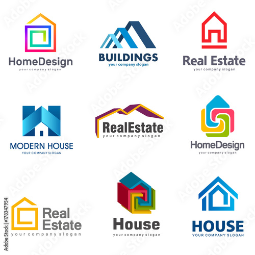 Real Estate and Building logo set. Vector house logo template