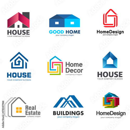 Real Estate and Building logo set. Vector house logo template
