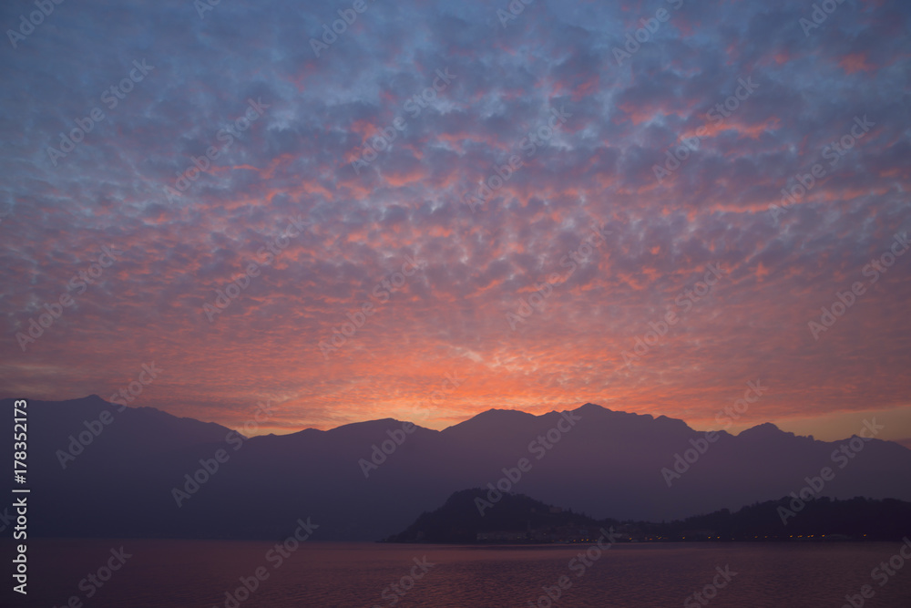 Fantastic sunset on the Como lake