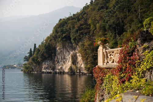 Beautiful  autumn balcony over Lake Como