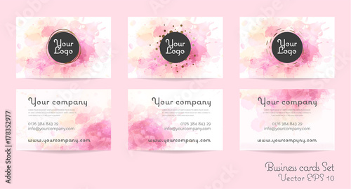 Business cards set in watercolor design.