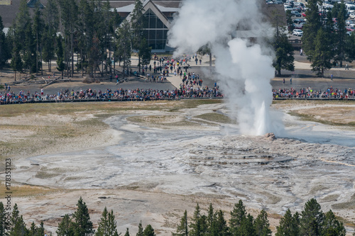 Fog and Water Erupt from Old Faithful