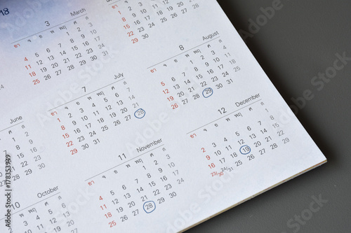 Calendars Page for Accountant verify and review payment of Expense / financial Business / Due date / Money / Accountancy Concept.