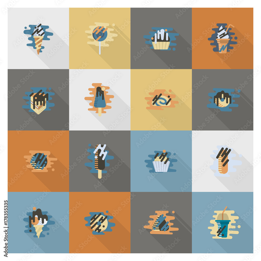 Dessert Icon Set in Modern Flat Design Style Dessert Icon Set in Modern Flat Design Style