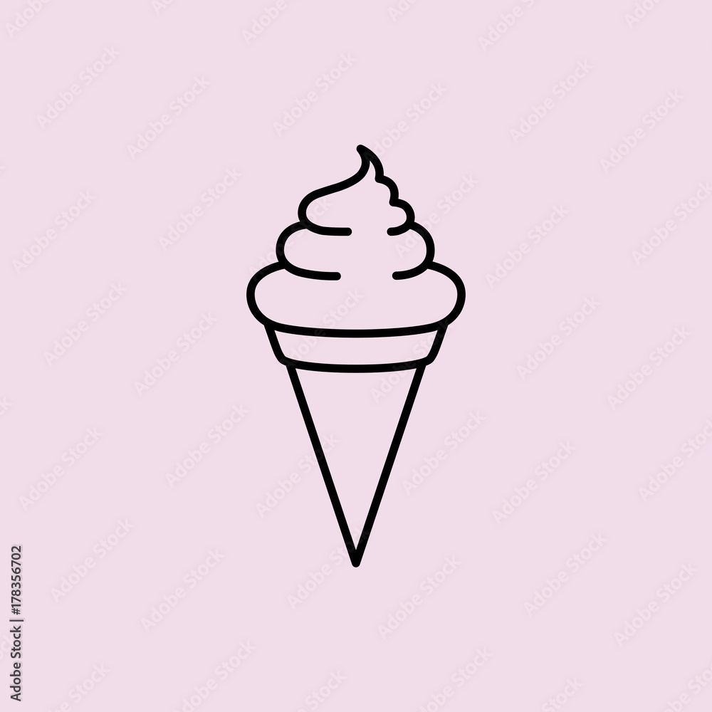 cone waffle ice cream line black icon