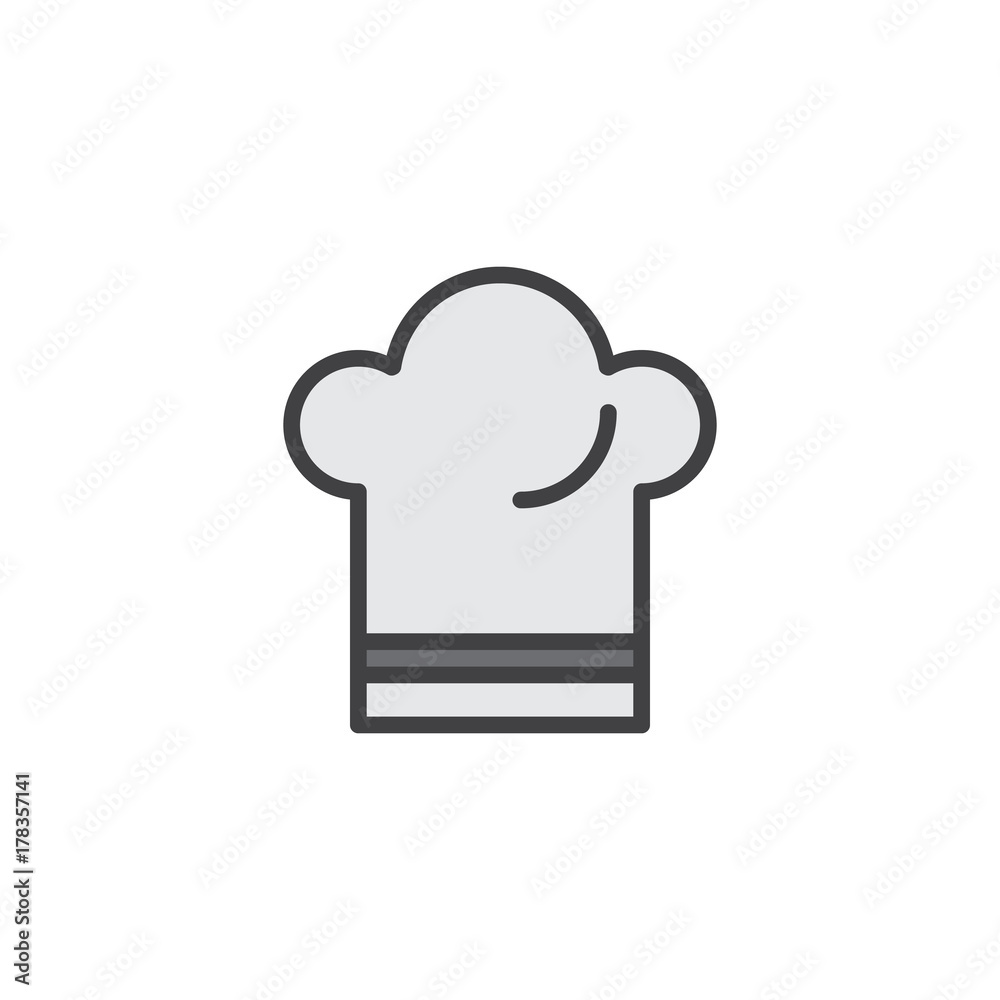 Chef hat filled outline icon, line vector sign, linear colorful pictogram isolated on white. Symbol, logo illustration. Pixel perfect vector graphics Chef hat filled outline icon, line vector sign, linear colorful pictogram isolated on white. Symbol, logo illustration. Pixel perfect vector graphics