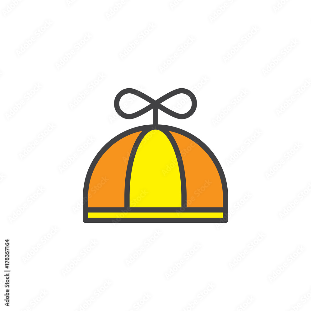 Baby hat filled outline icon, line vector sign, linear colorful pictogram isolated on white. Symbol, logo illustration. Pixel perfect vector graphics
