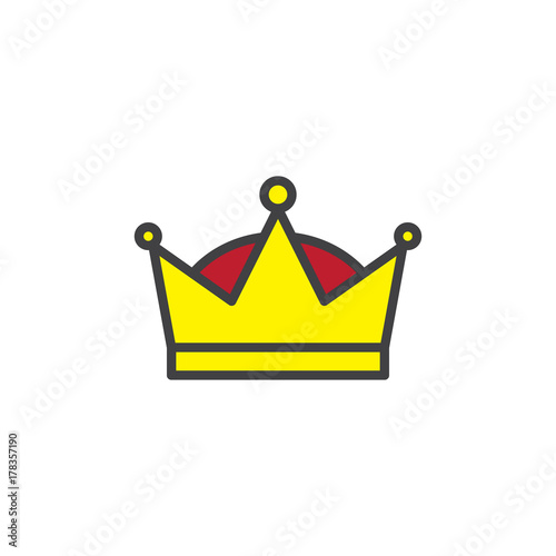 Queen crown filled outline icon, line vector sign, linear colorful pictogram isolated on white. Symbol, logo illustration. Pixel perfect vector graphics