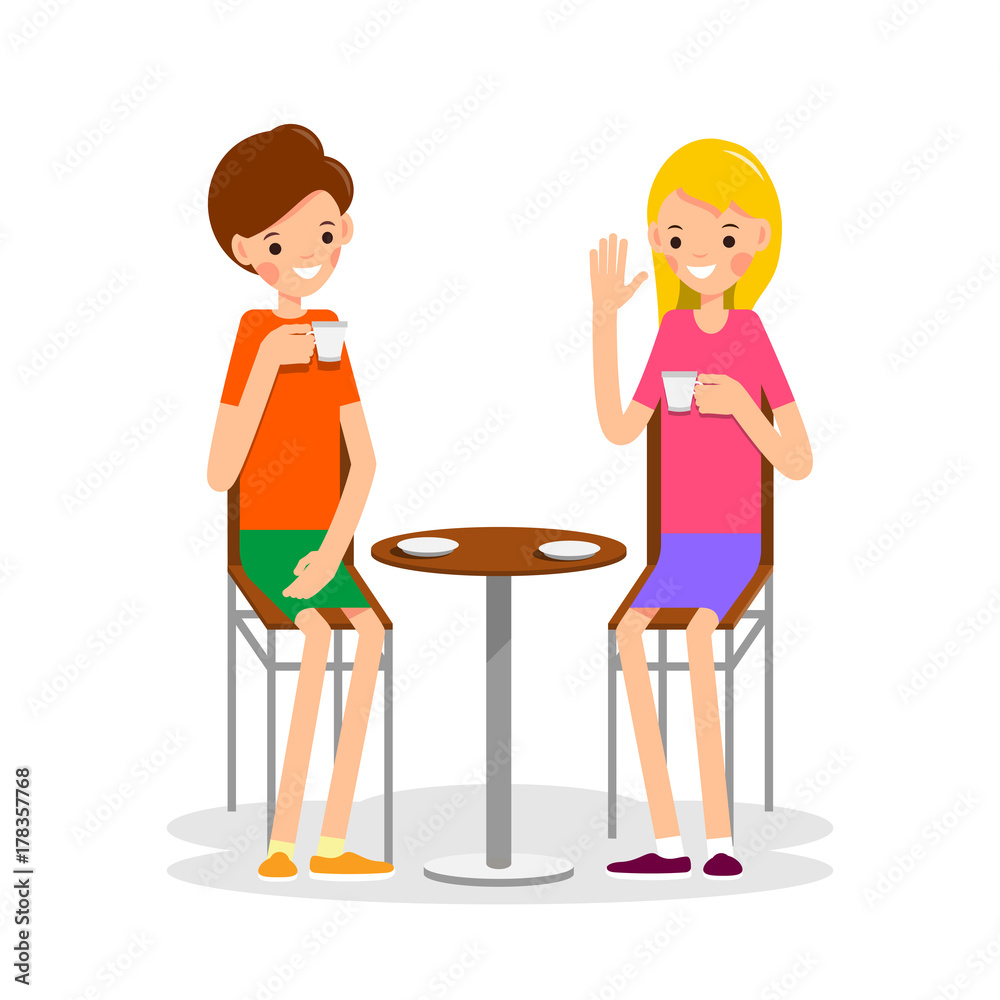Two girl sit and drink coffee Two girl sit and drink coffee