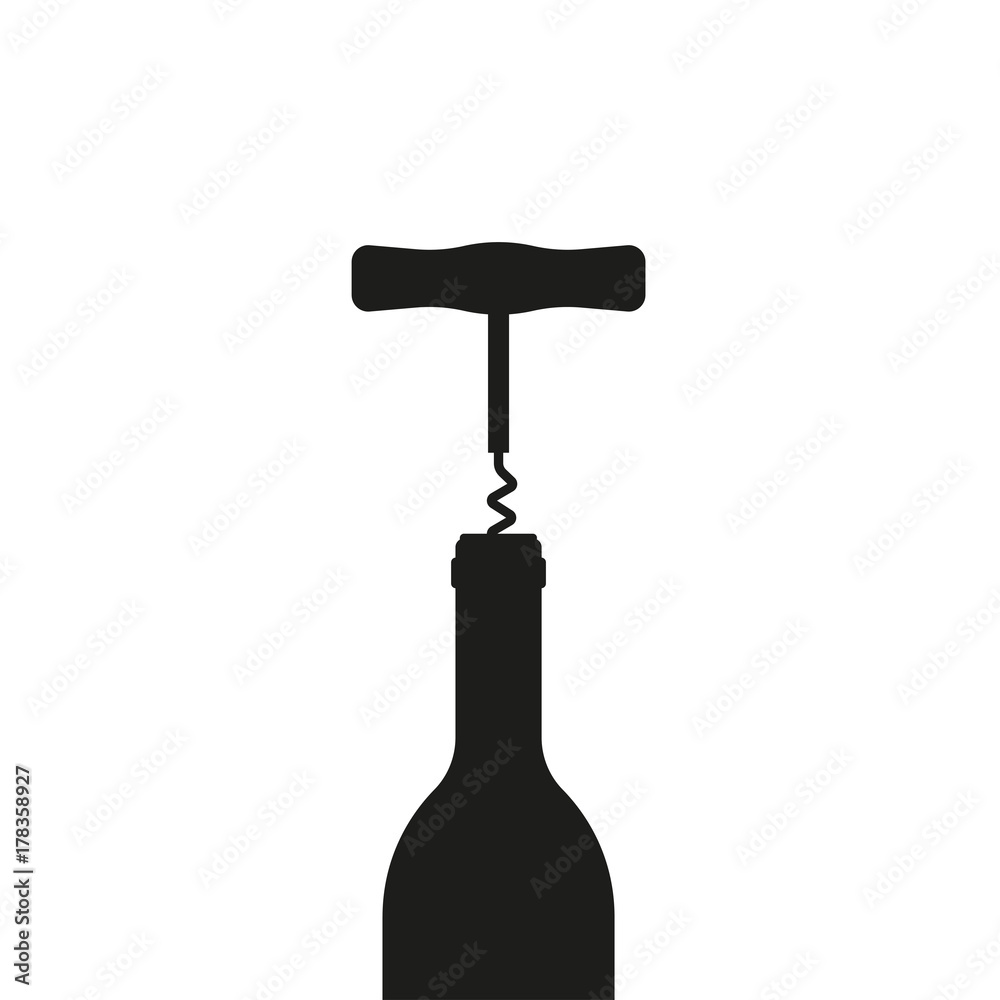Wine bottle opener icon. Corkscrew and cork. Vector illustration. Wine bottle opener icon. Corkscrew and cork. Vector illustration.