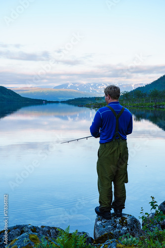 Fishing in a lake in Norway