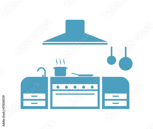 blue kitchen illustraiton