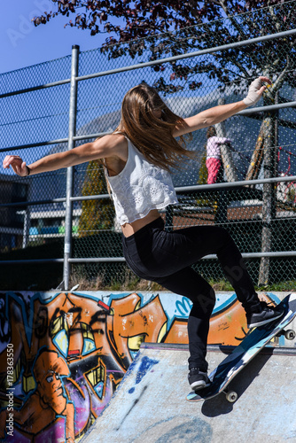 Skater Girl in urban Skate Park in Innsbruck Austria