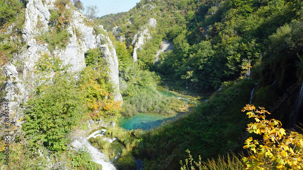 amazing landscape at the plitvice lakes in croatia