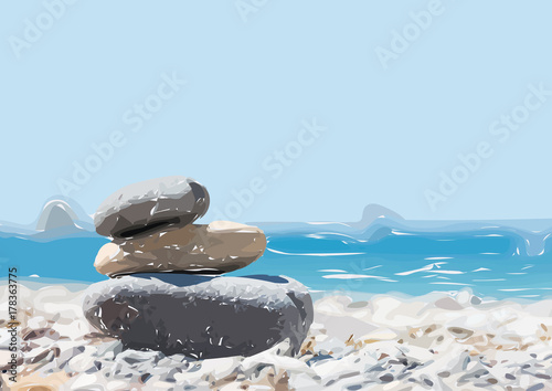 Relaxing on the beach, vector illustration