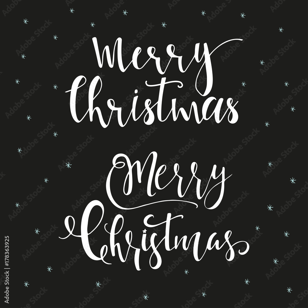 Christmas illustration with hand drawn lettering