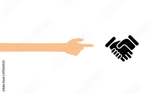 Hand tippt auf Smartphone mit App - Handschlag