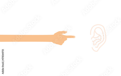 Hand tippt auf Smartphone mit App - Ohr