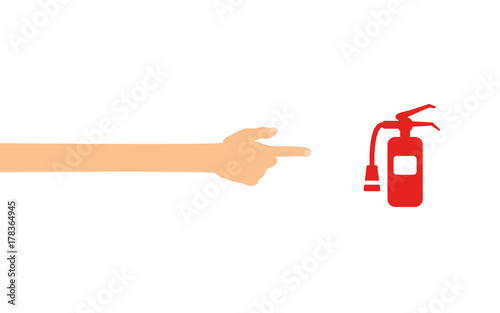 Hand tippt auf Smartphone mit App - Feuerlöscher