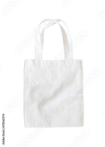 Tote bag mock up canvas fabric cloth shopping sack on white background isolated with clipping path