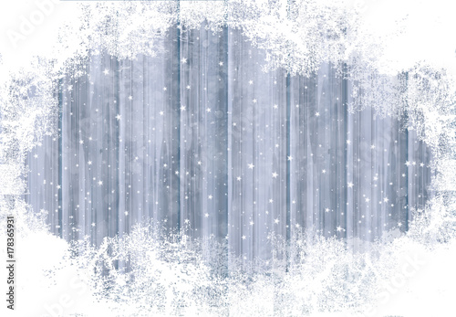 Vector grey wooden background and snow for Christmas design.