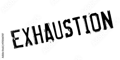 Exhaustion rubber stamp. Grunge design with dust scratches. Effects can be easily removed for a clean, crisp look. Color is easily changed.